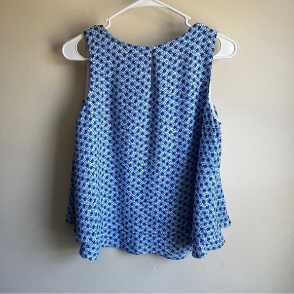 Loft Blue White Layered Sleeveless Career Blouse Tank Top - Picture 4 of 6